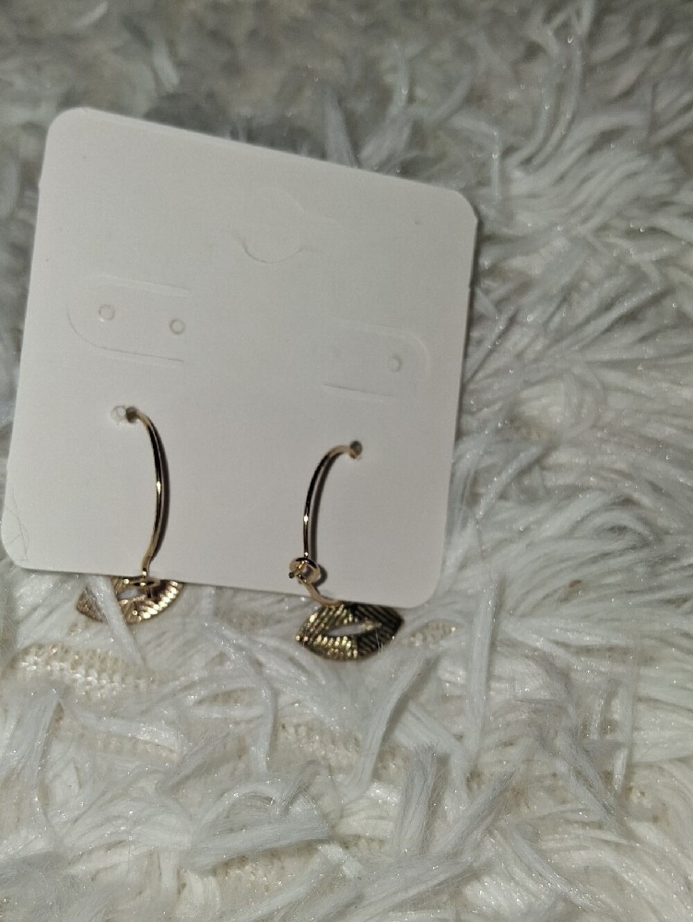 Pink Crystal Hoop Earrings with Lip Charm - Picture 2 of 2